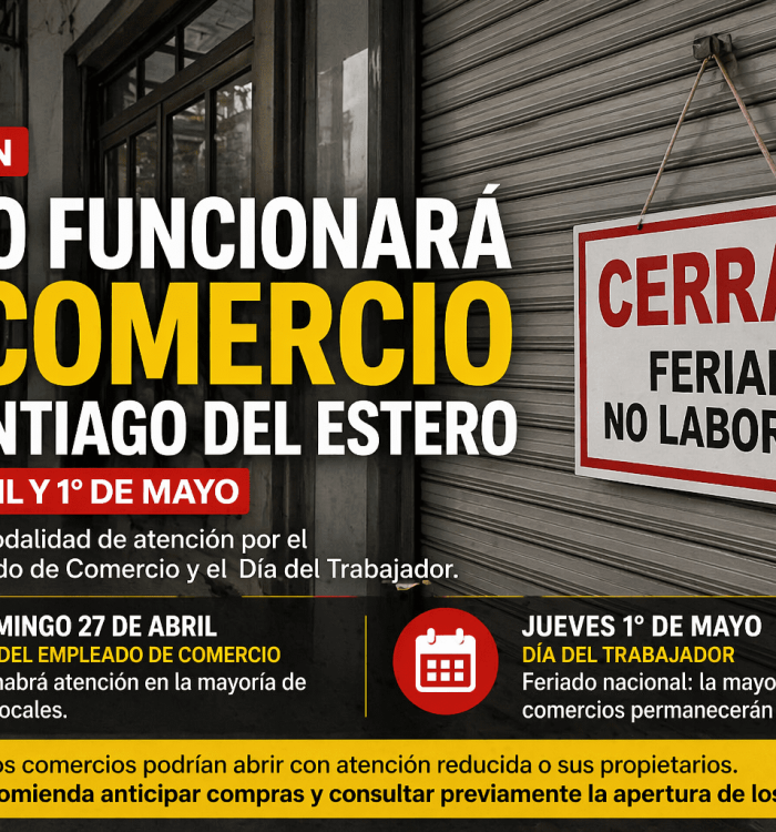 Cómo funcionará el comercio en Santiago del Estero el 27 de abril y el 1° de mayo